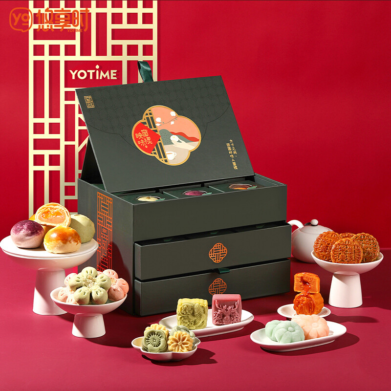 YOTIME 悠享時 窗欞映味 廣式月餅 24餅16味 1.102kg 三層禮盒裝包裝禮盒產(chǎn)品包裝創(chuàng)意設(shè)計欣賞(圖2)