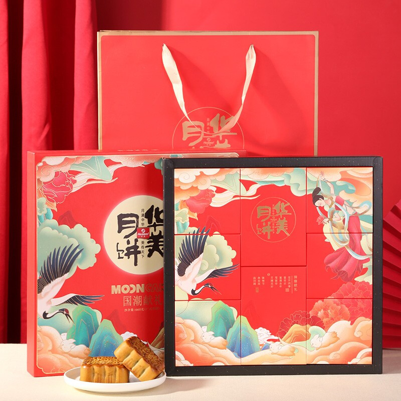 Huamei 華美 國潮獻(xiàn)禮 廣式月餅 10餅8味 660g 禮盒裝包裝禮盒產(chǎn)品包裝創(chuàng)意設(shè)計欣賞(圖4)