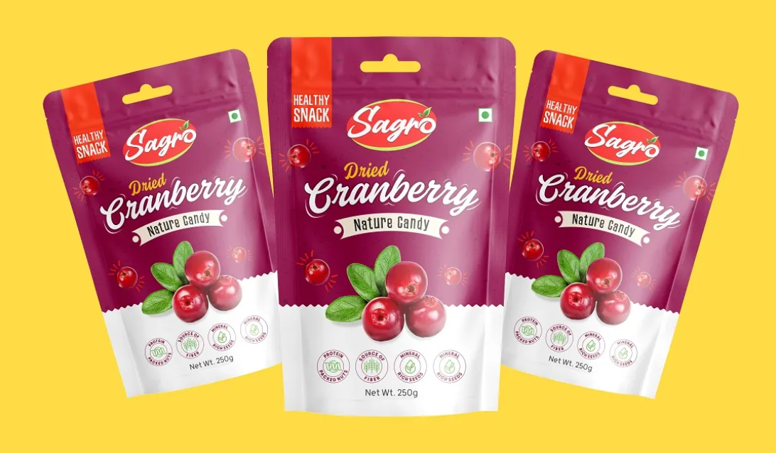 蔓越莓果干包裝設計，吸引消費者的眼球并展示產(chǎn)品的優(yōu)勢(圖1)