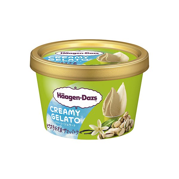 包裝設(shè)計欣賞哈根達斯迷你杯CREAMY GELATO ＜開心果&夏日香草＞ (限時) (哈根達斯日本) 2024年6月25日發(fā)售(圖1)
